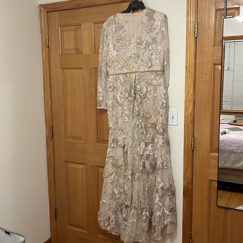 SOLD. Mac Duggal Floral Embroidered Lace Trumpet Gown - Picture 6 of 6